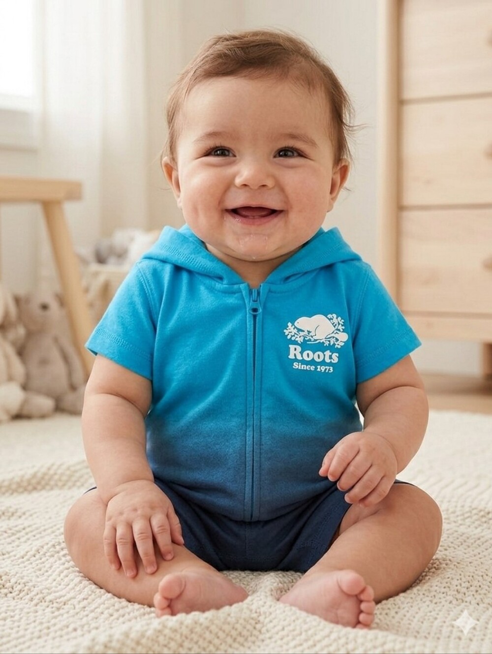 Roots Baby Romper Summer Blue 3-6 Months NWT